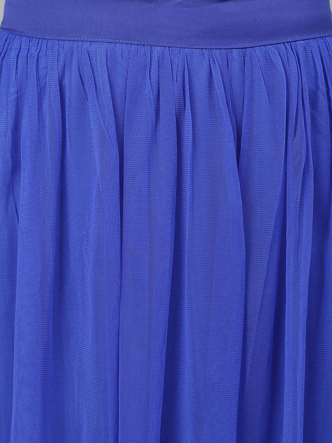 SCORPIUS Royal blue net long skirt