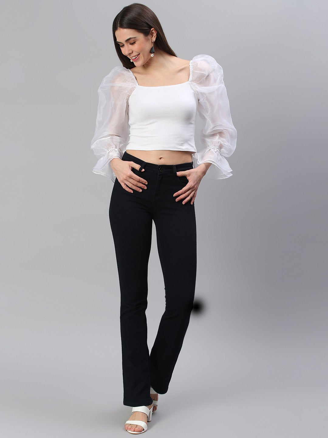 White Puff Sleeve Top