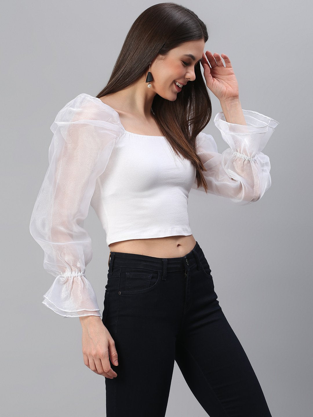 White Puff Sleeve Top