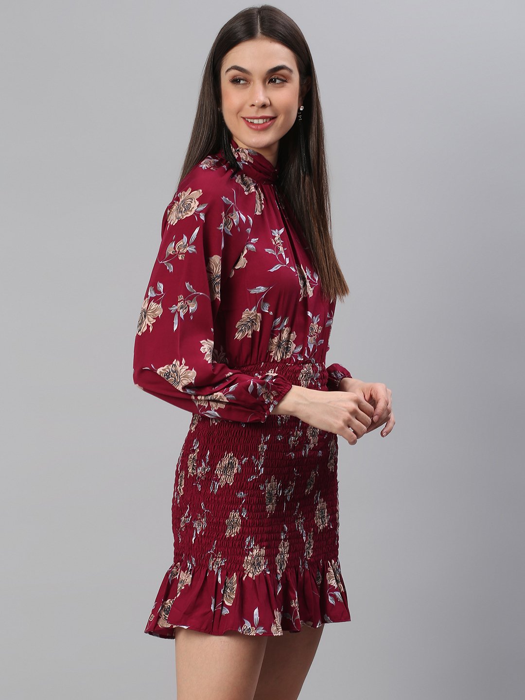 Floral Maroon Dress