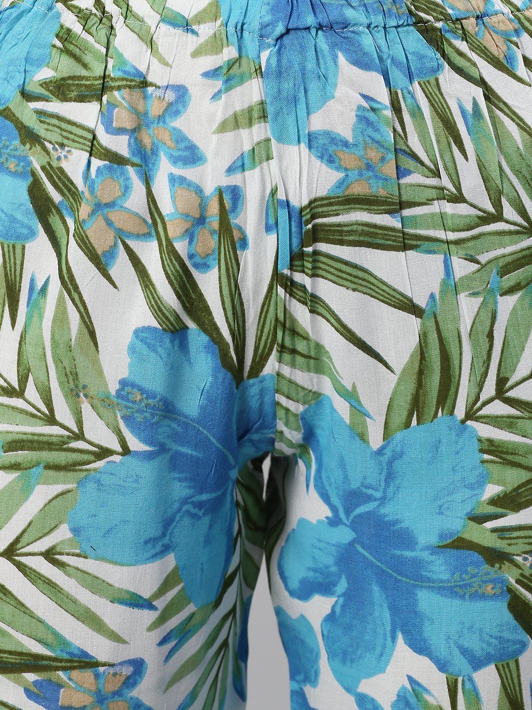 Cation Blue Tropical Print Night Suit