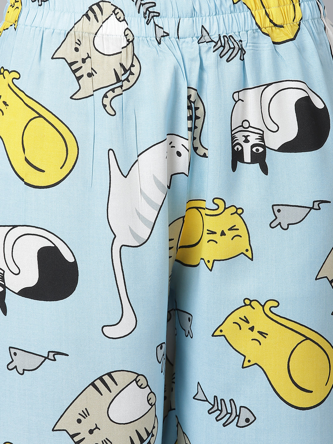 Cation Blue Printed Night Suit