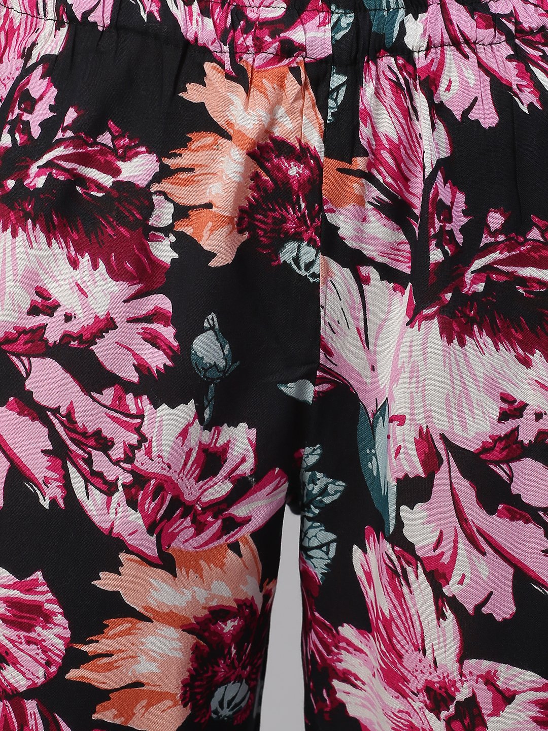 Cation Black Floral Night Suit