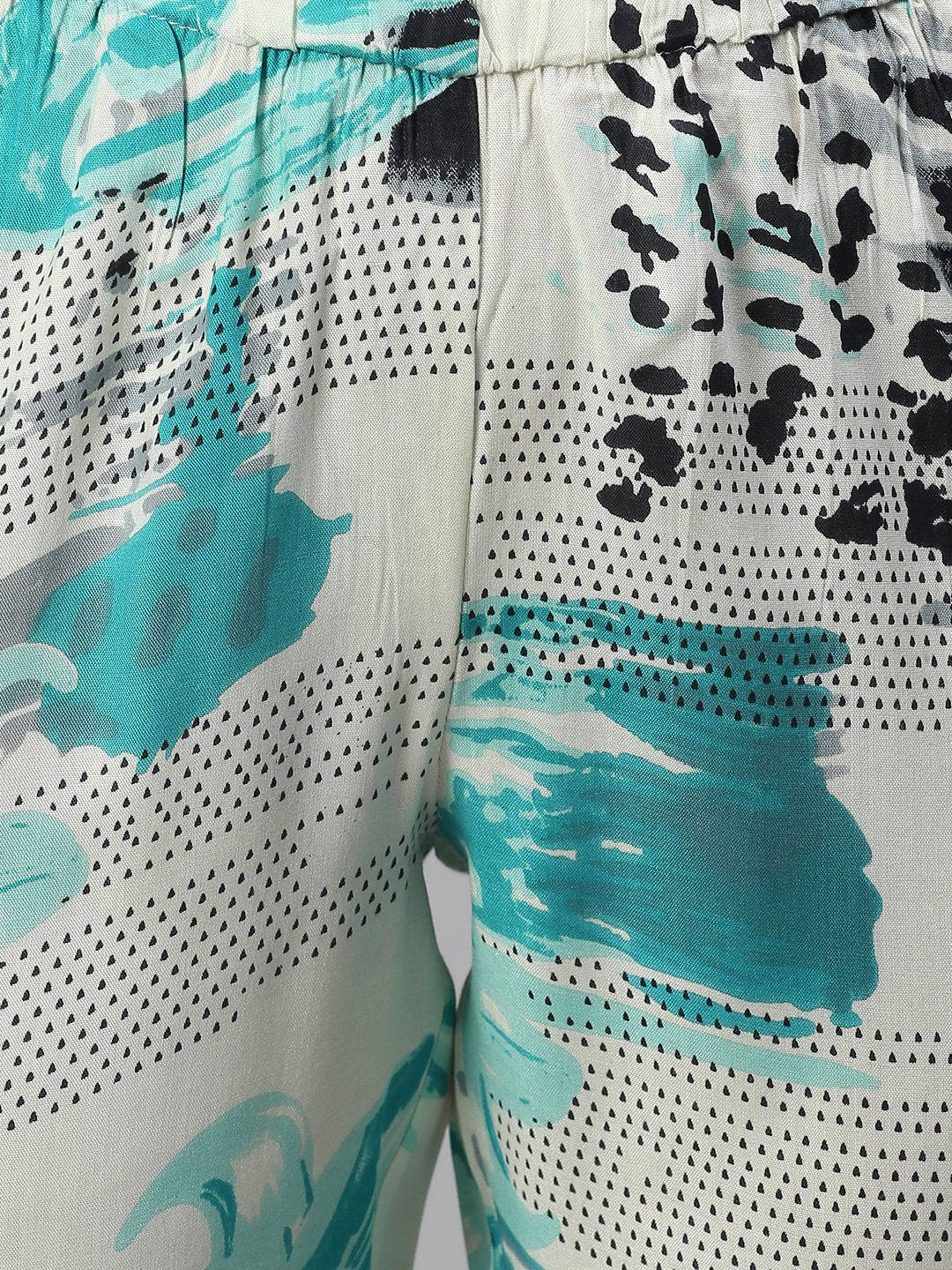 Cation White Blue Printed Night Suit