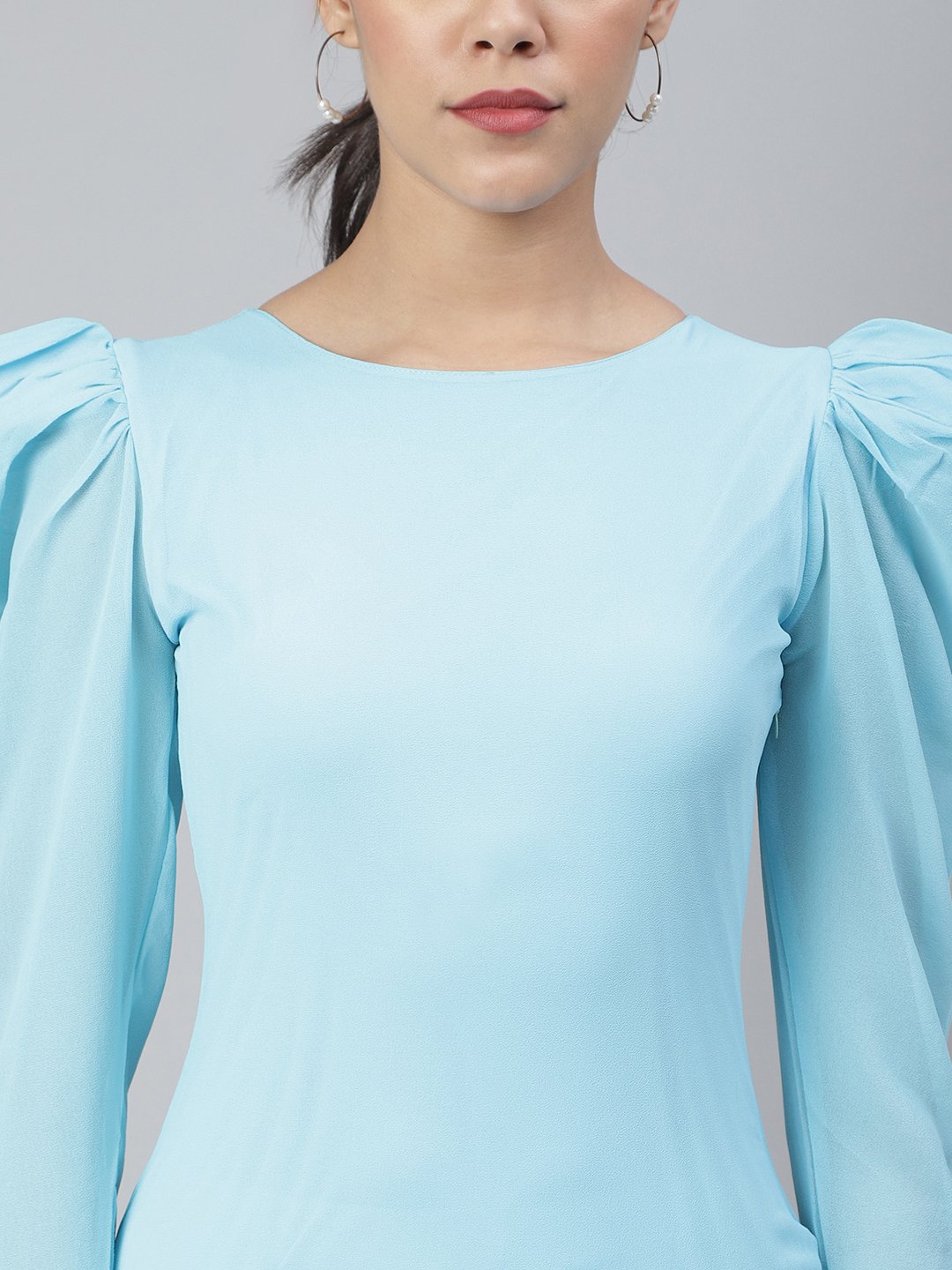 SCORPIUS Blue Georgette Bodycon Mini Dress