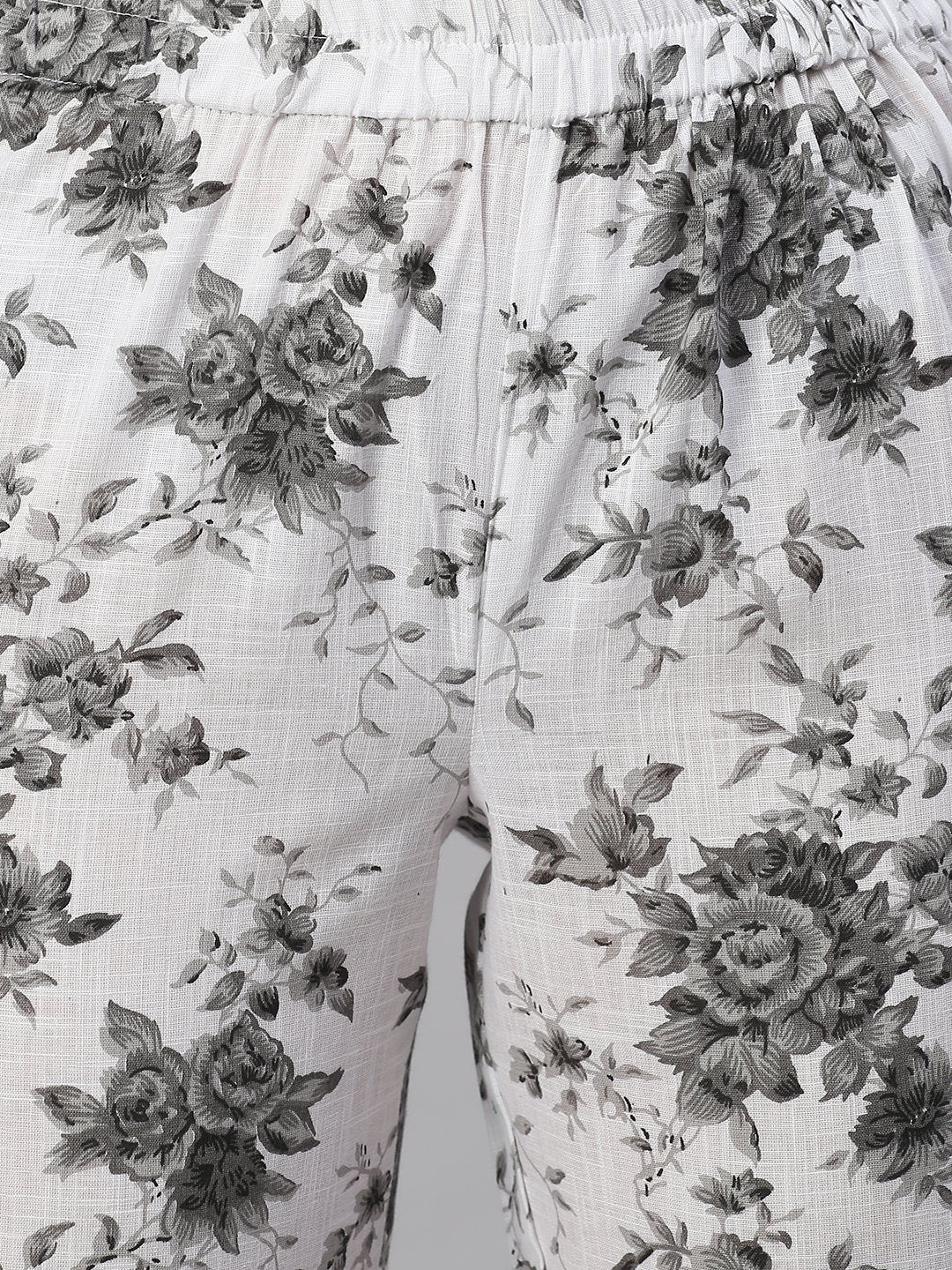 Cation White Floral Night Suit