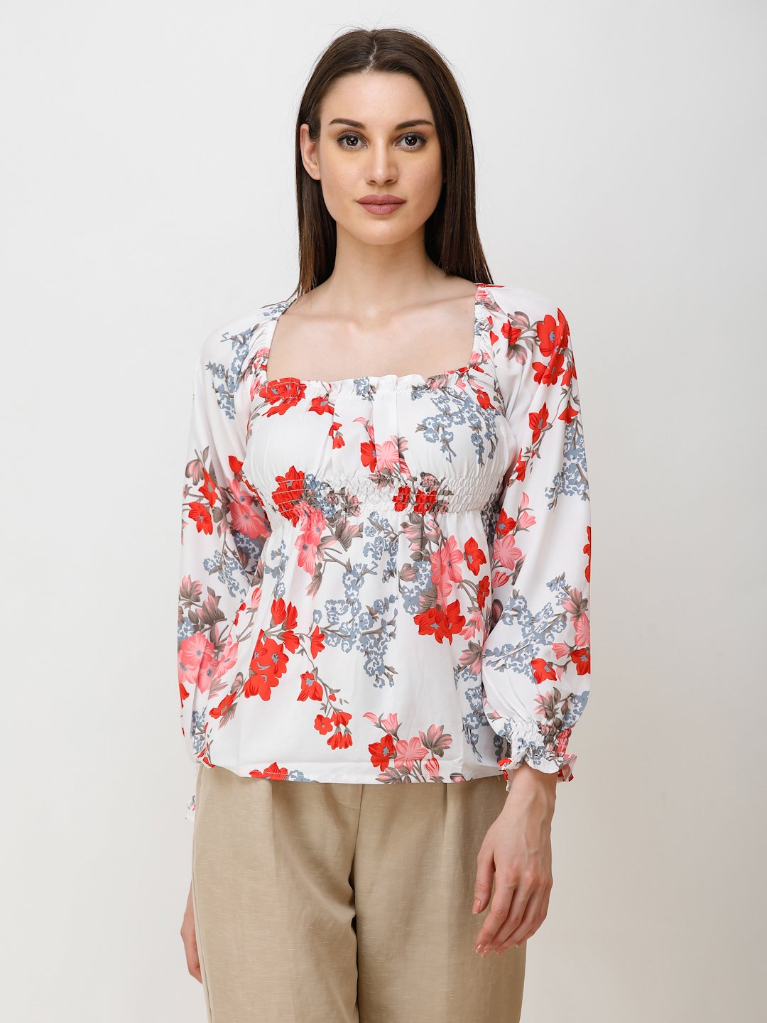 White Printed Top