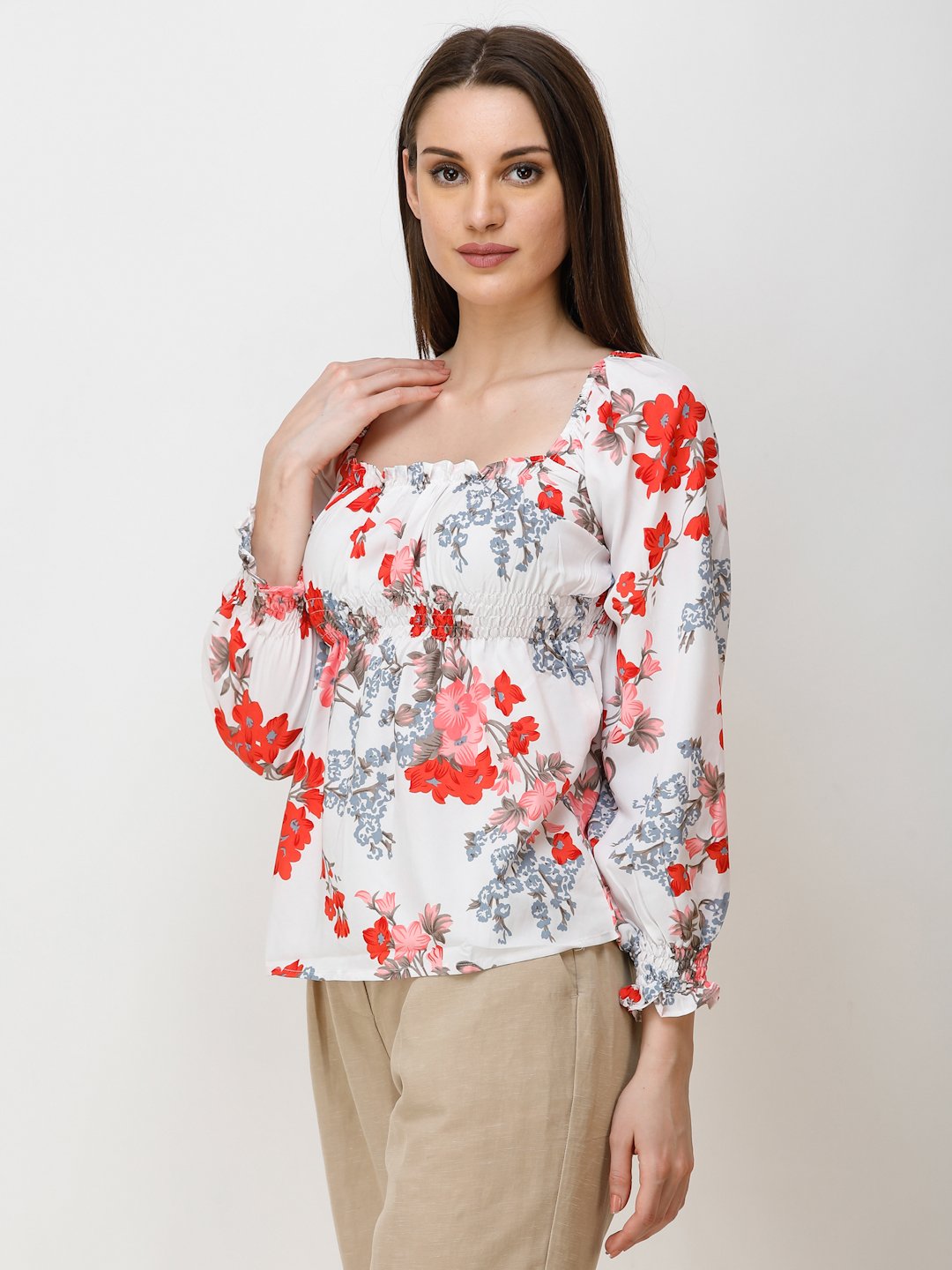 White Printed Top