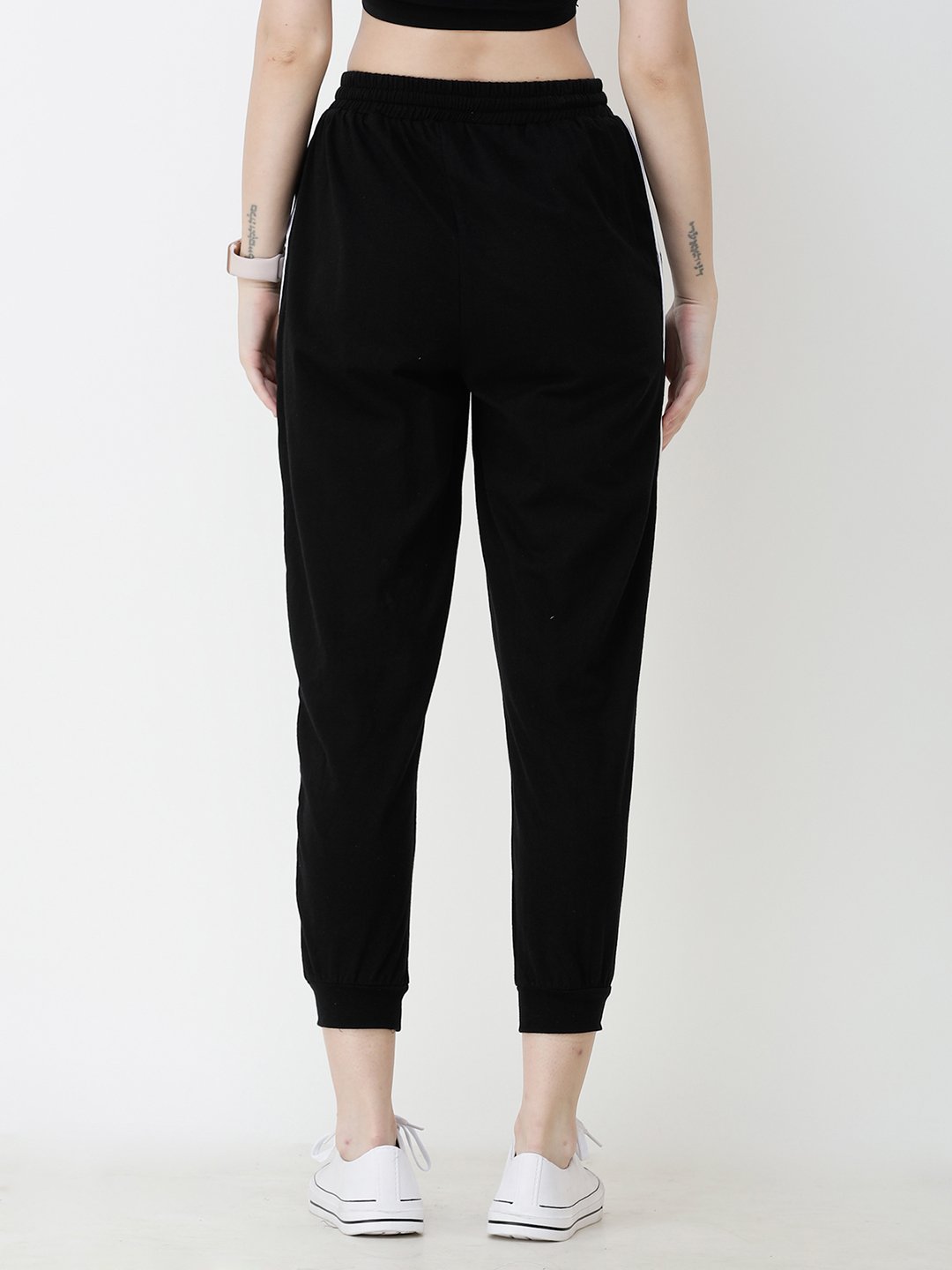 Black Solid Track Pants