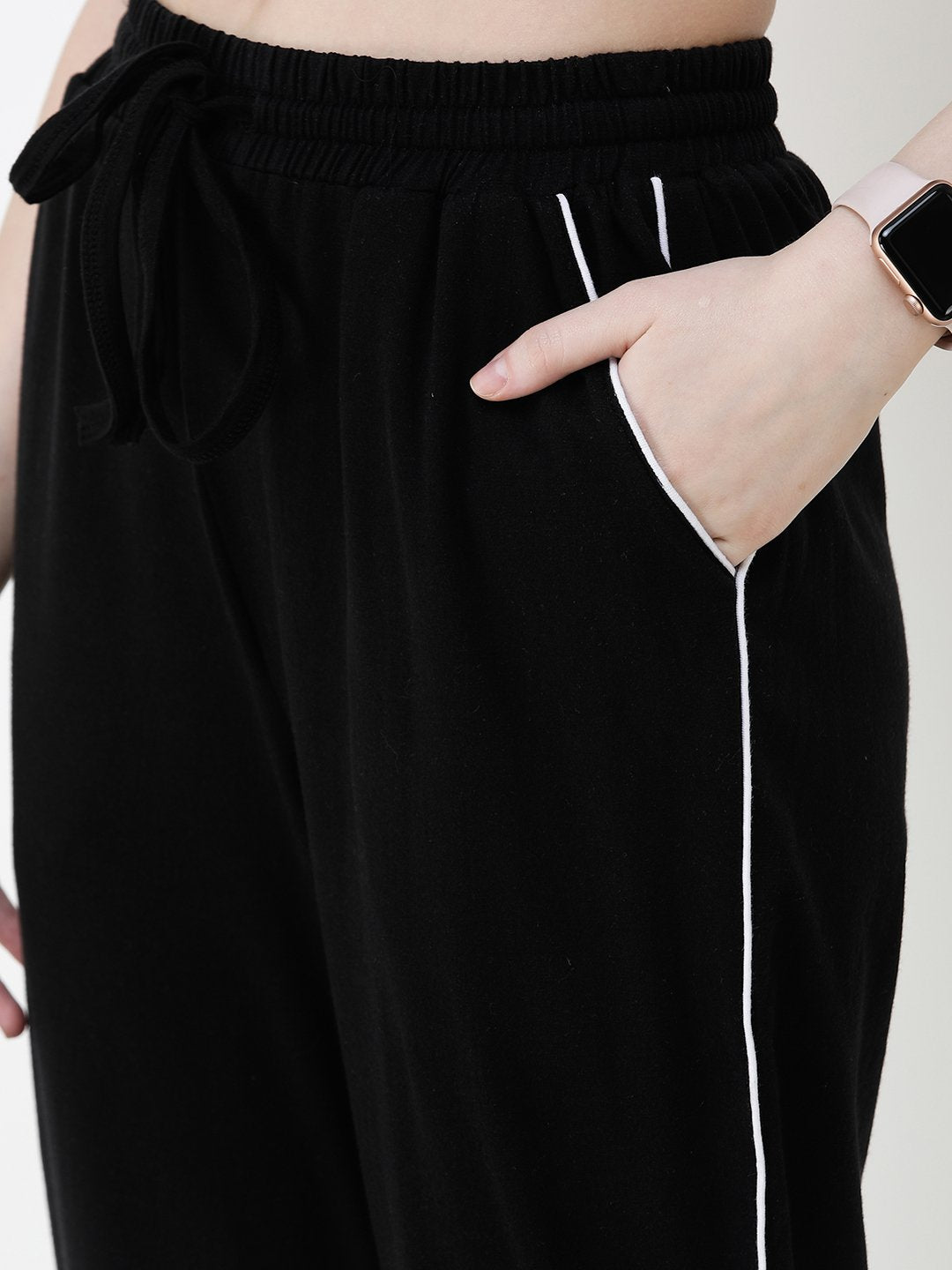 Black Solid Track Pants