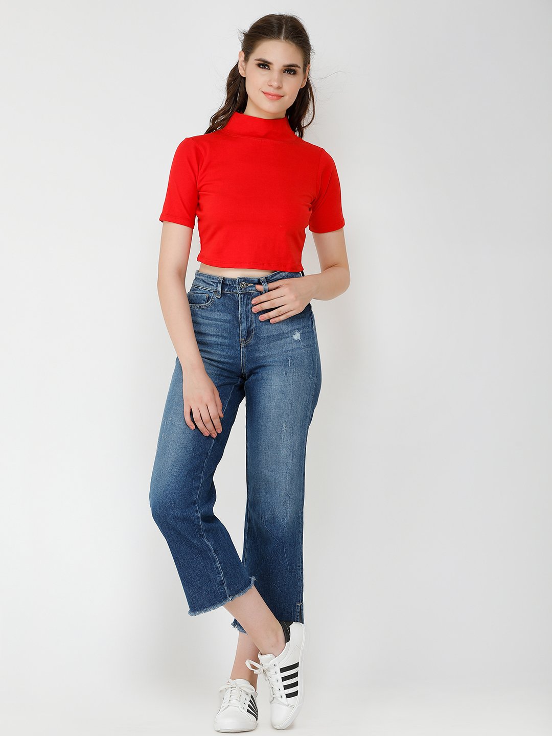 Red Highneck Top- Solid