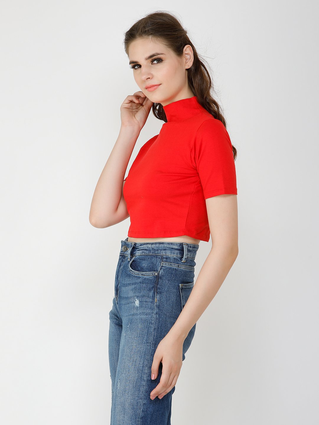 Red Highneck Top- Solid