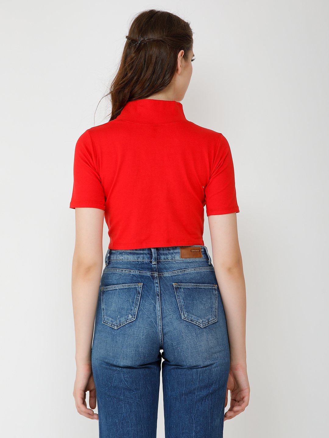 Red Highneck Top- Solid