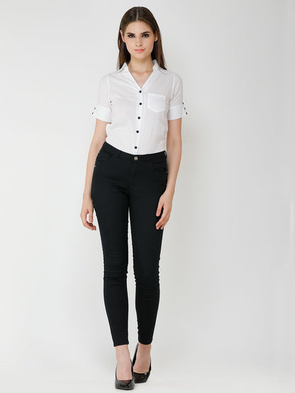 White Shirt with Black buttons