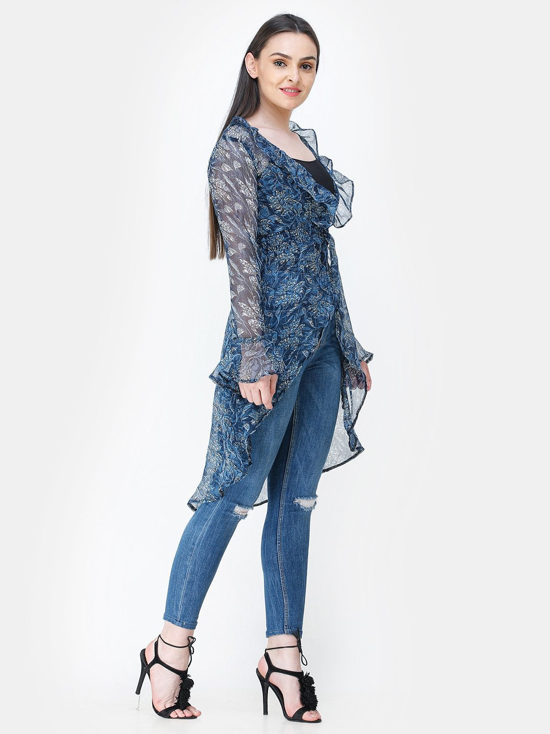 Blue Printed Shrug