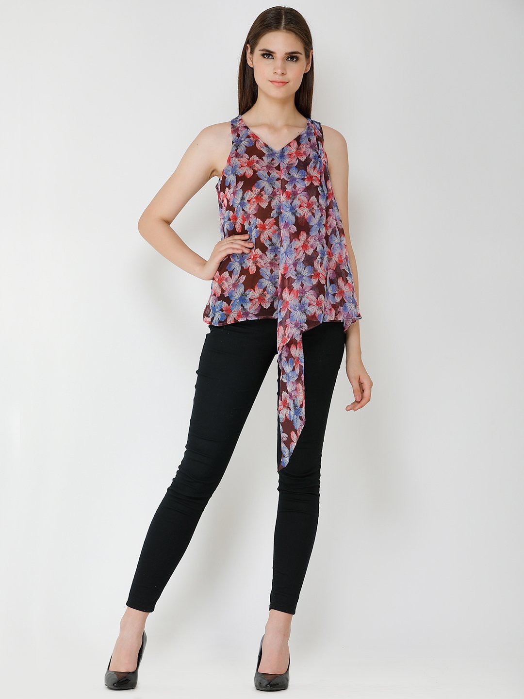 Maroon Floral Print Top