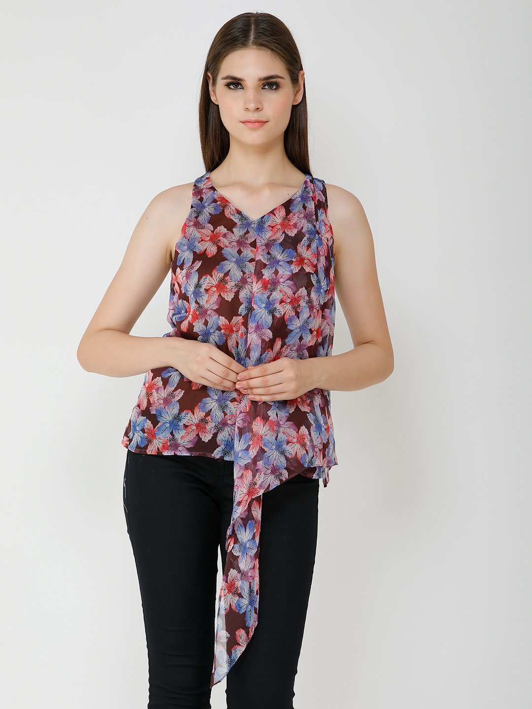 Maroon Floral Print Top