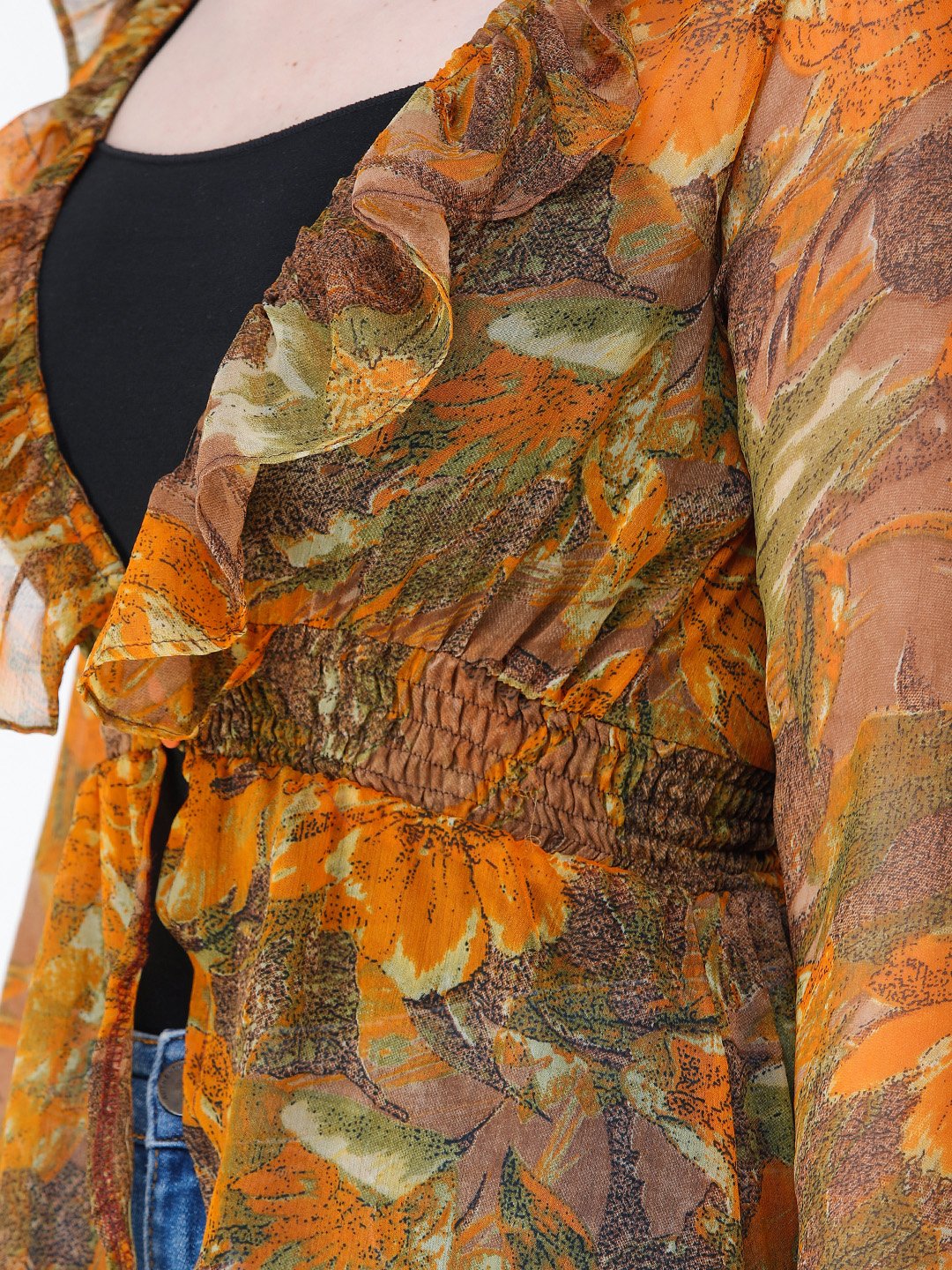 Mustard Printed Shrug