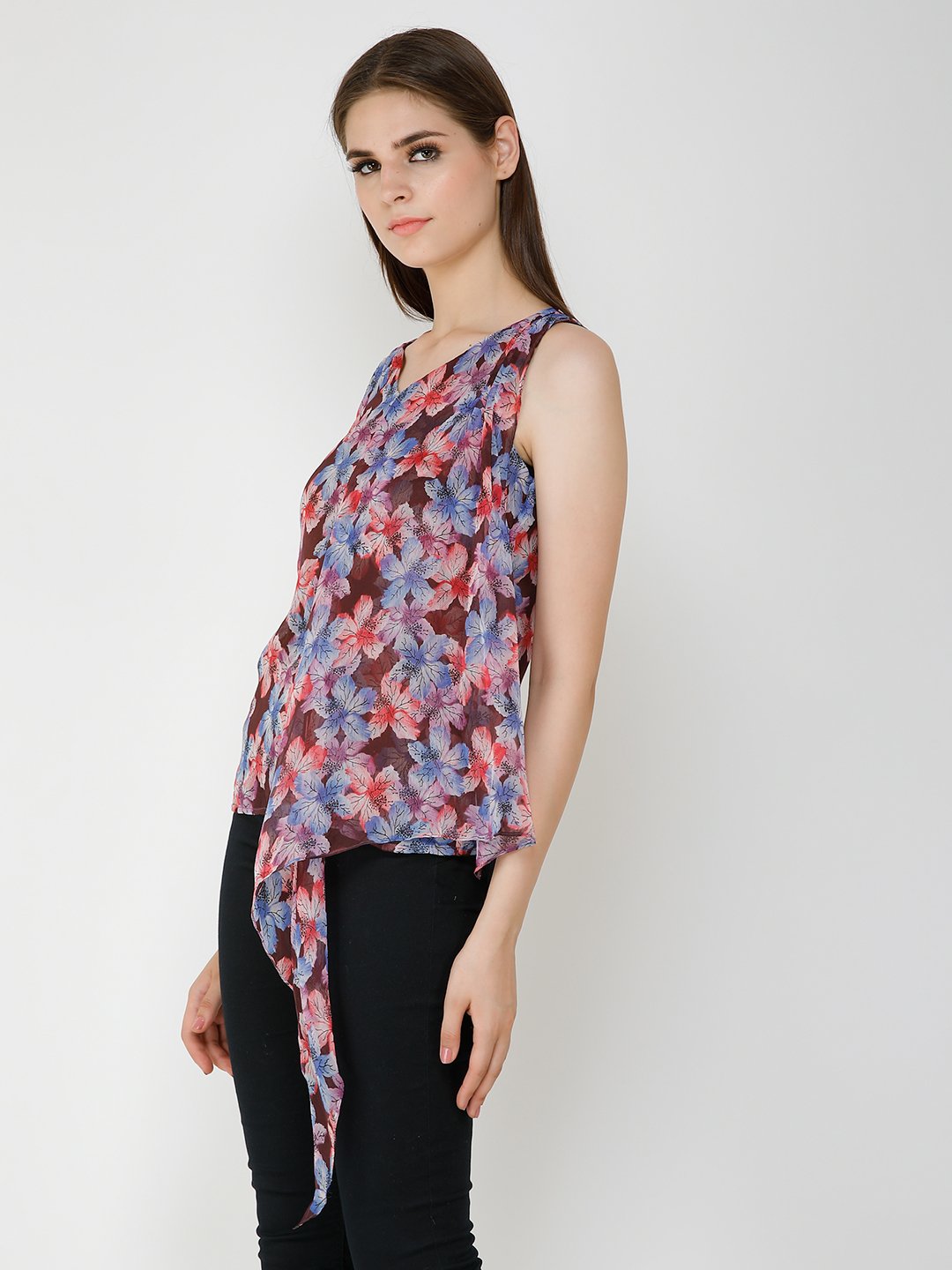 Maroon Floral Print Top