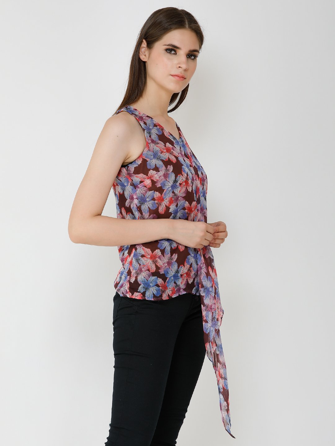 Maroon Floral Print Top