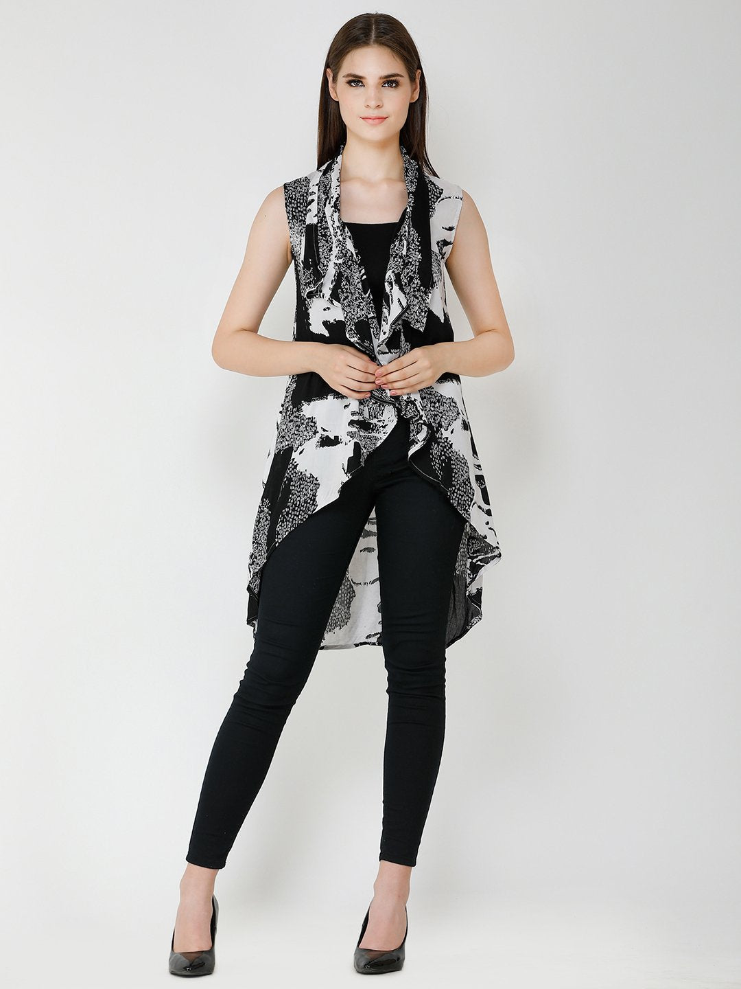 Black and White Printed Shrug