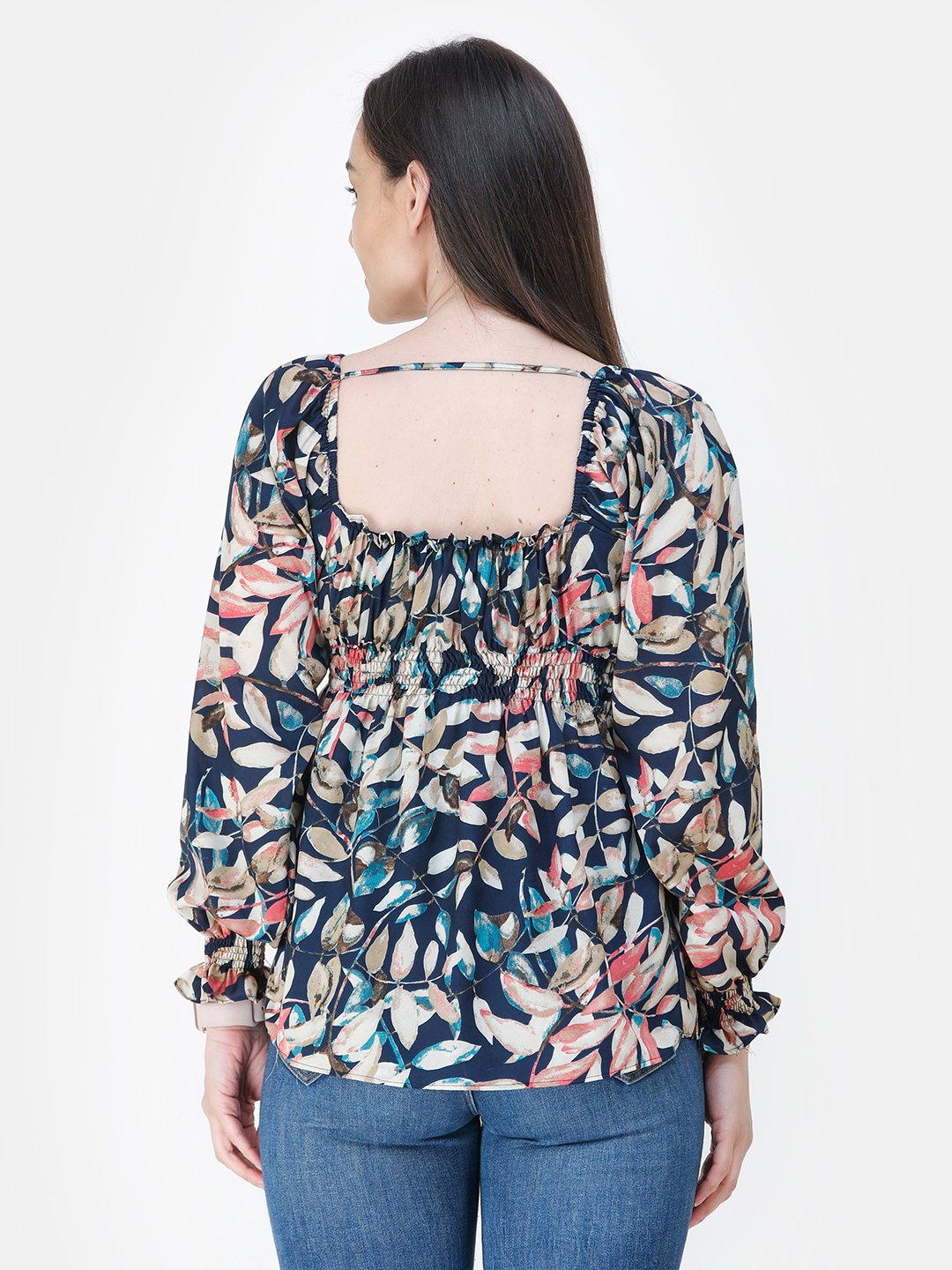 Navy Blue Printed Top