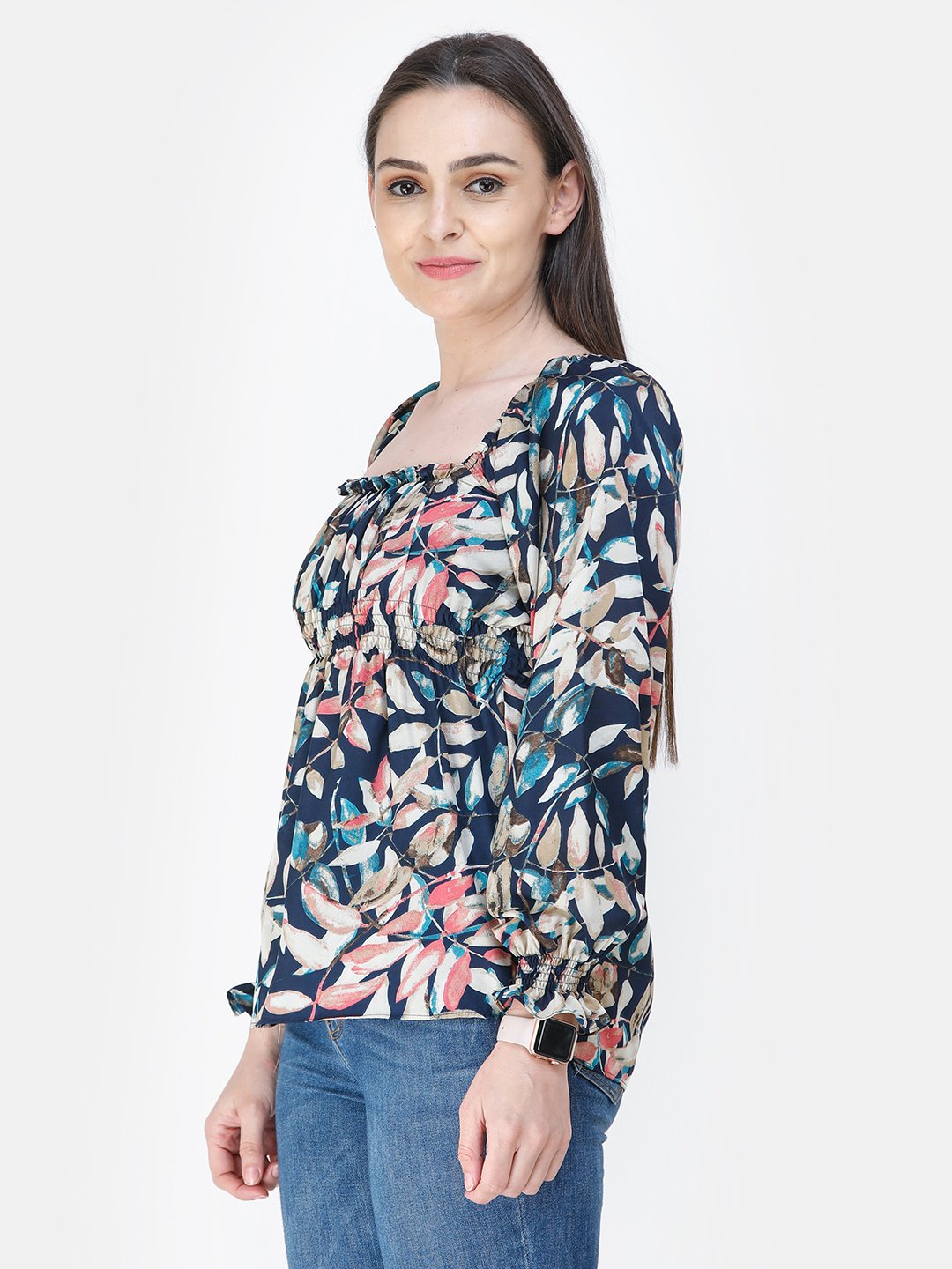 Navy Blue Printed Top