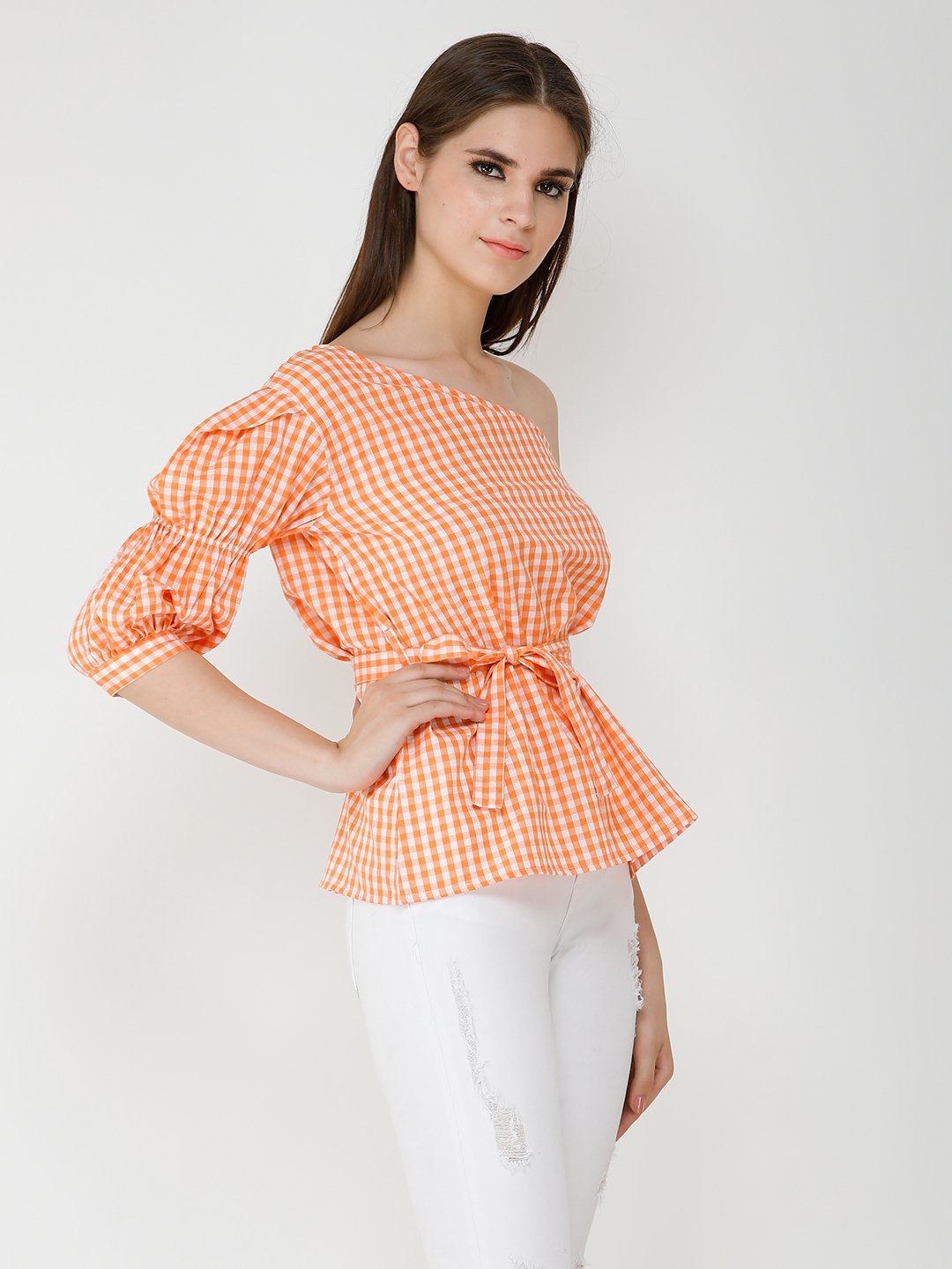 Orange Checkered Top