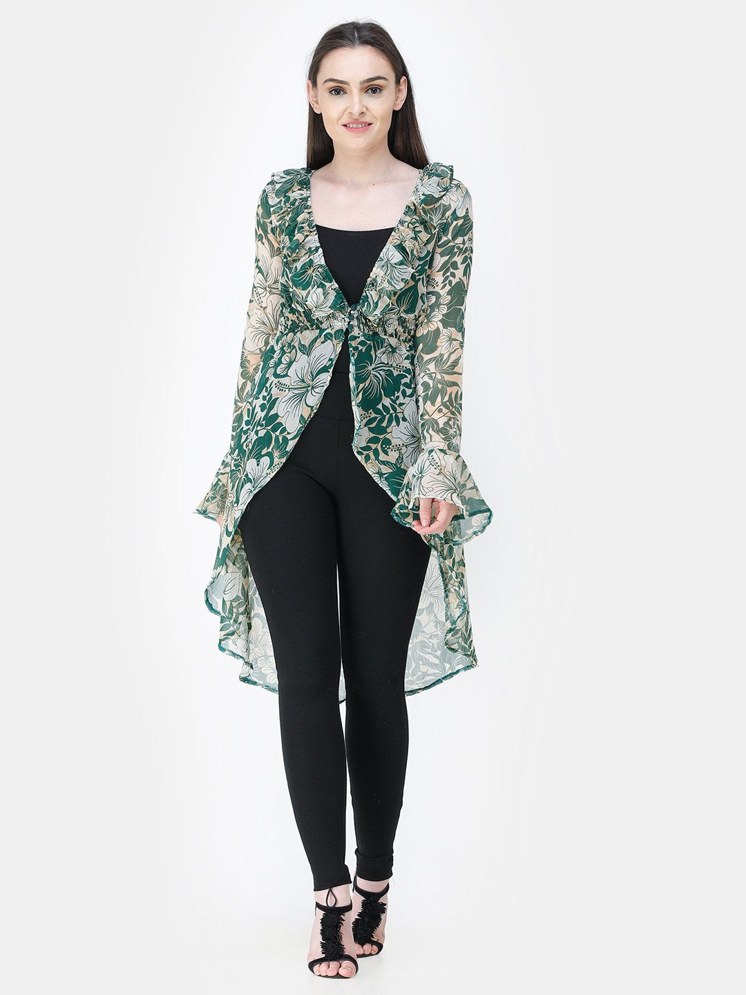 Green Printed Shrug