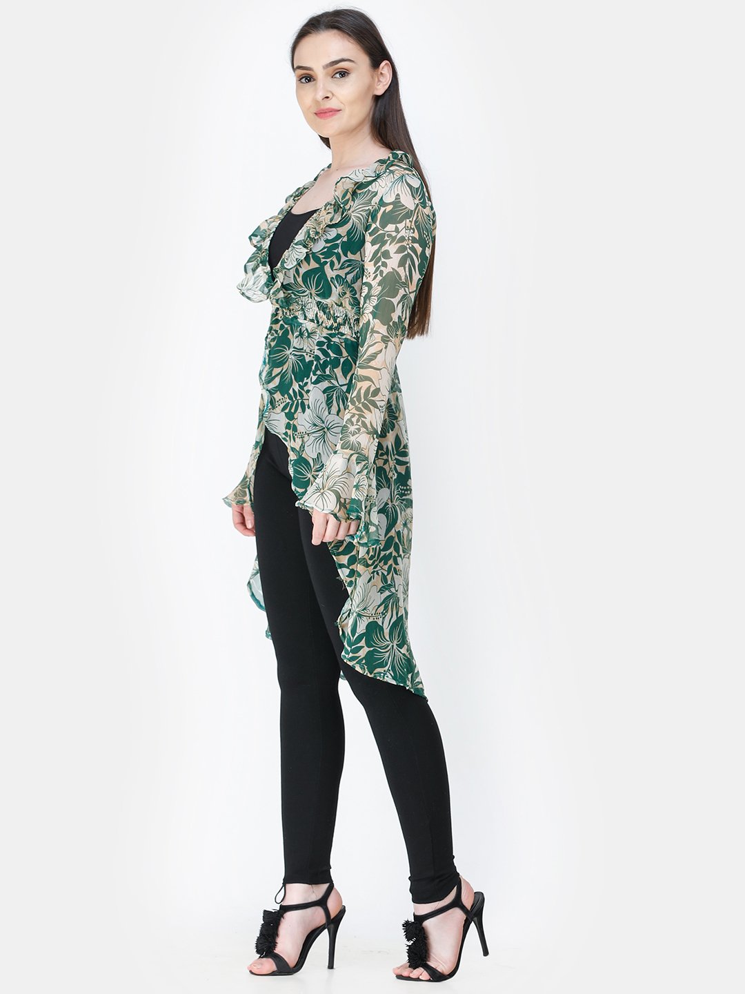 Green Printed Shrug