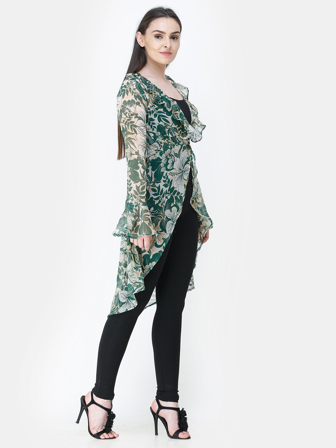 Green Printed Shrug