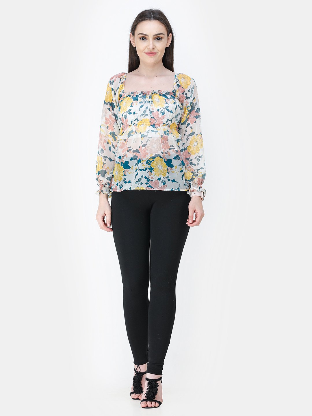 White Printed Top