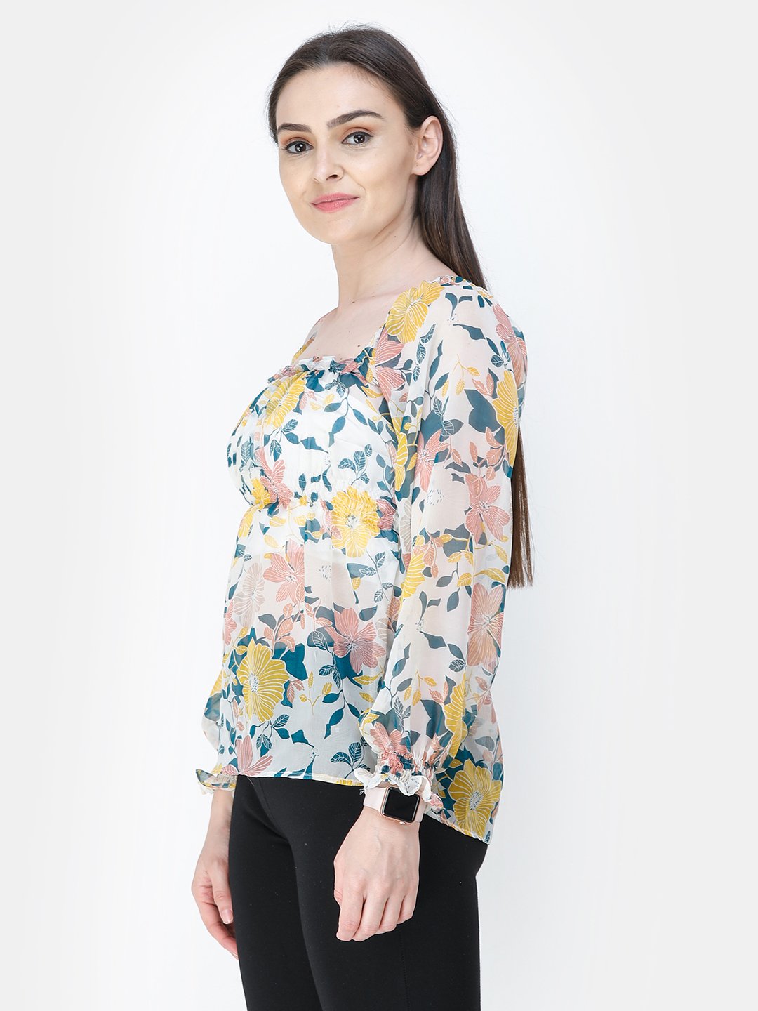 White Printed Top