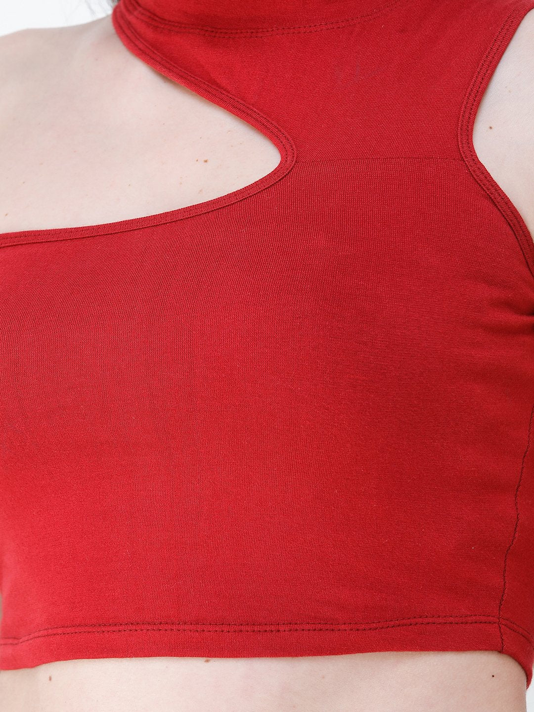 Maroon Solid Crop Top