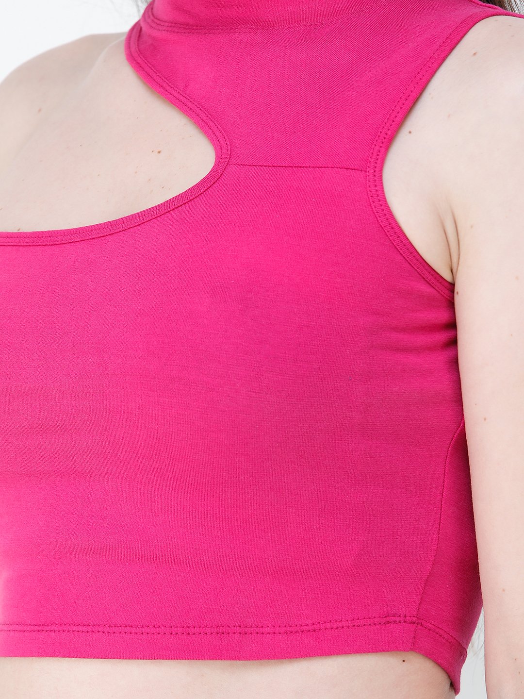 Magenta Solid Crop Top