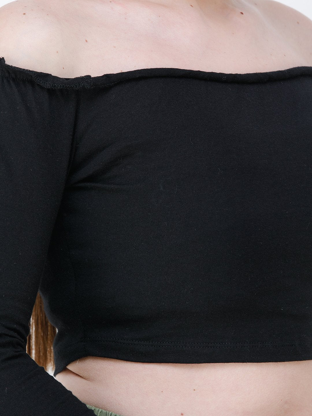Black Solid Crop Top