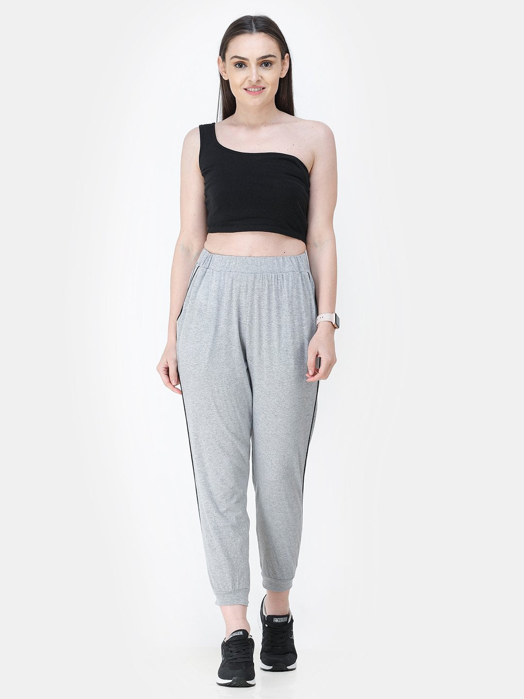 Grey Solid Track Pants