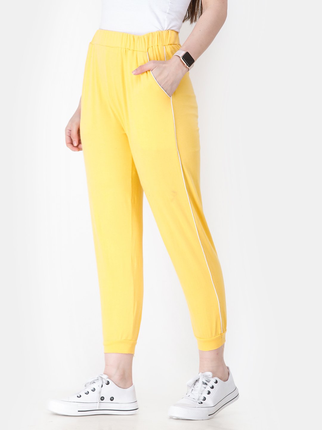 Yellow Solid Track Pants