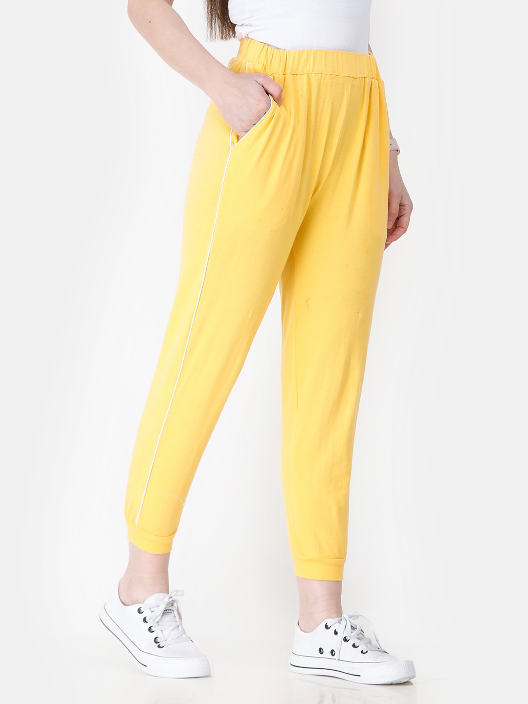 Yellow Solid Track Pants