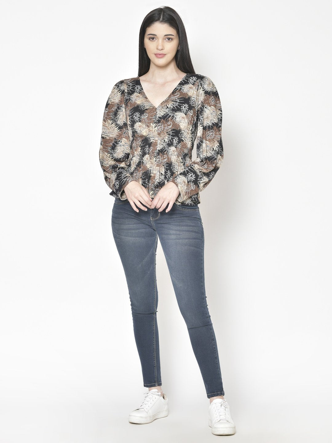 Cation Black Printed Top