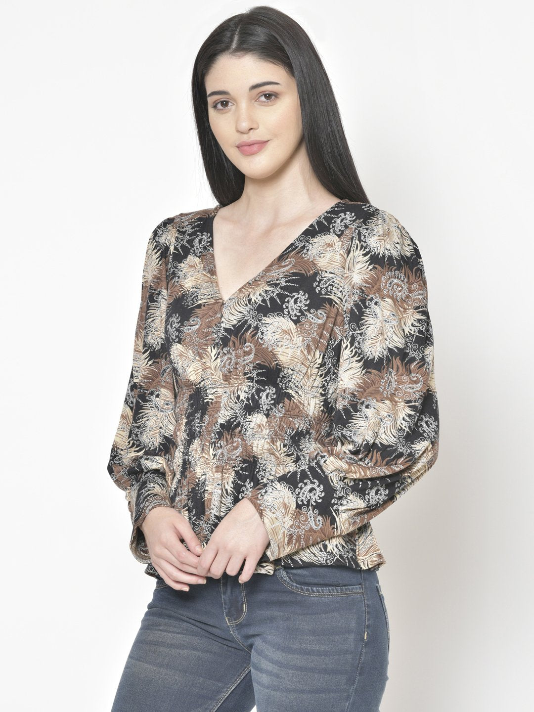 Cation Black Printed Top