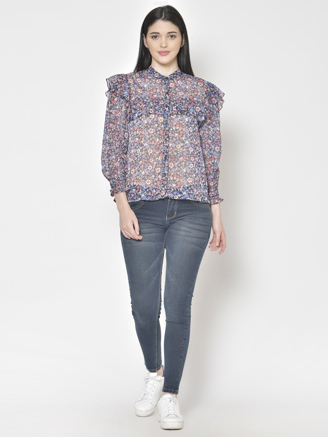 Cation Blue Printed Shirt