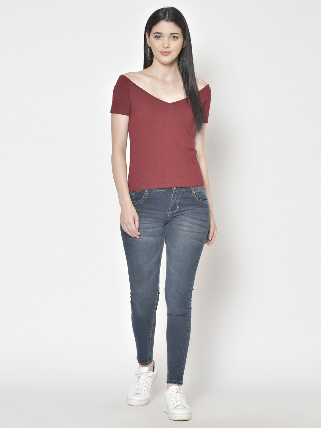 Cation Maroon Solid Top