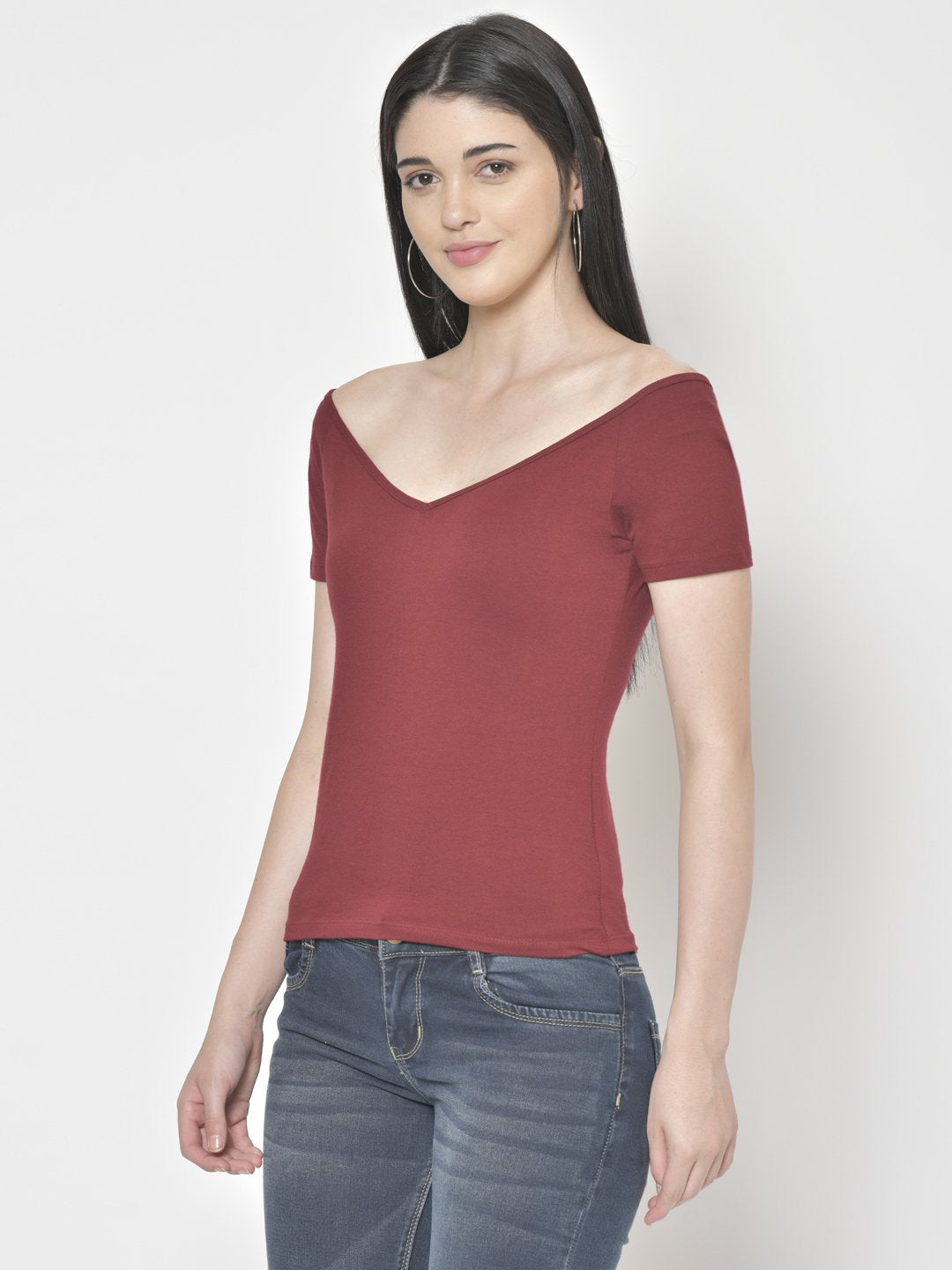 Cation Maroon Solid Top
