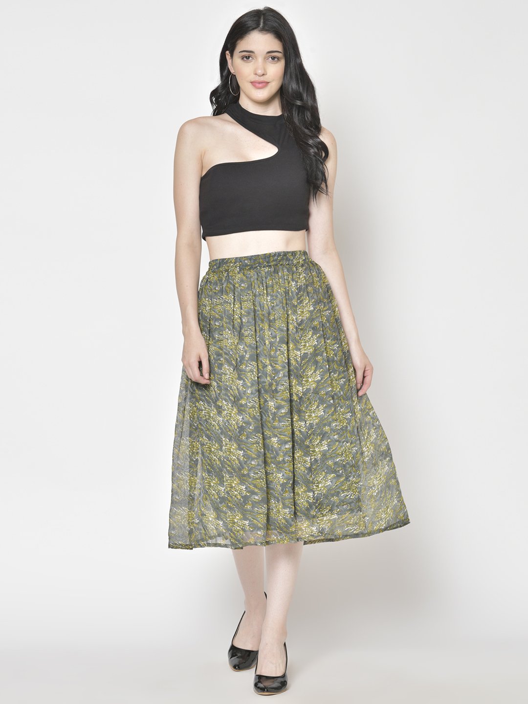 Printed Midi Skirt