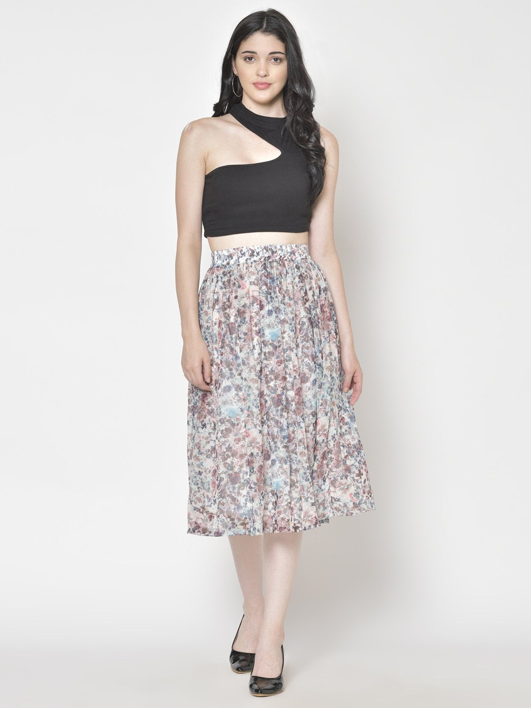Printed Midi Skirt