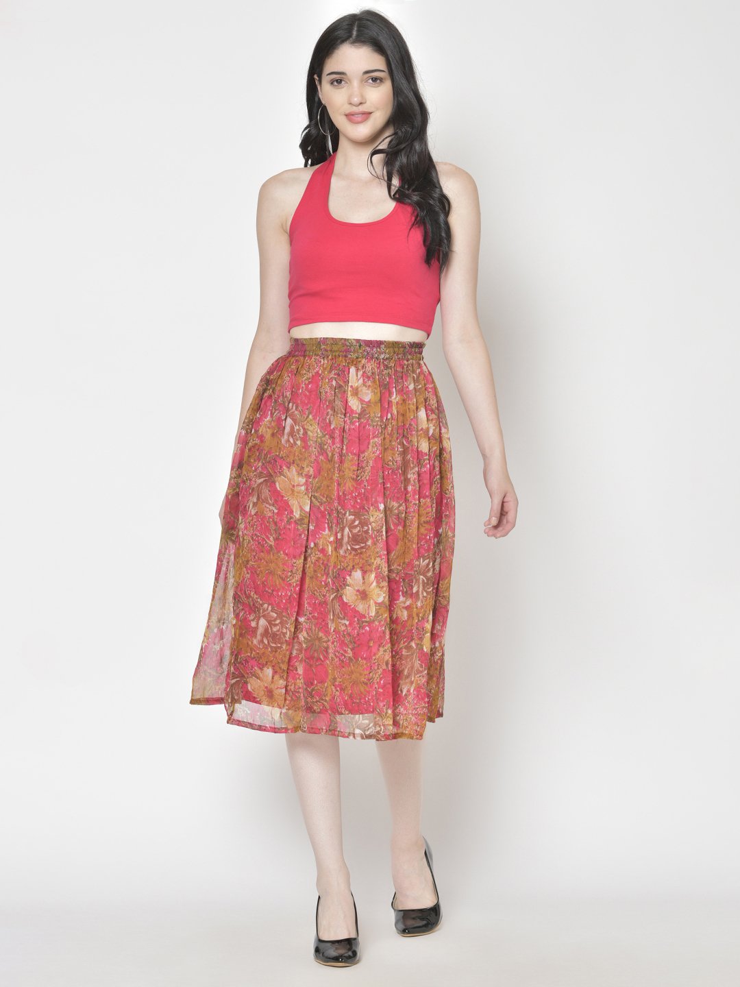 Printed Midi Skirt