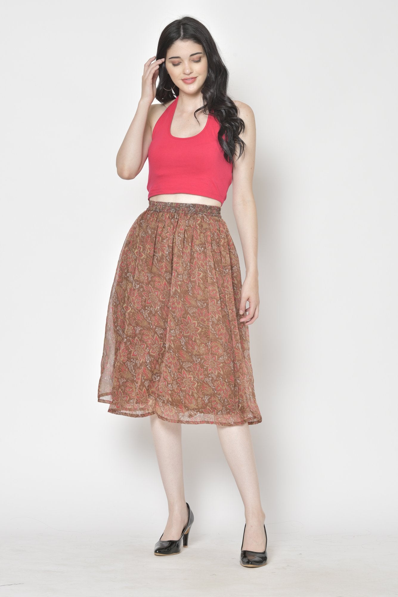 Printed Midi Skirt