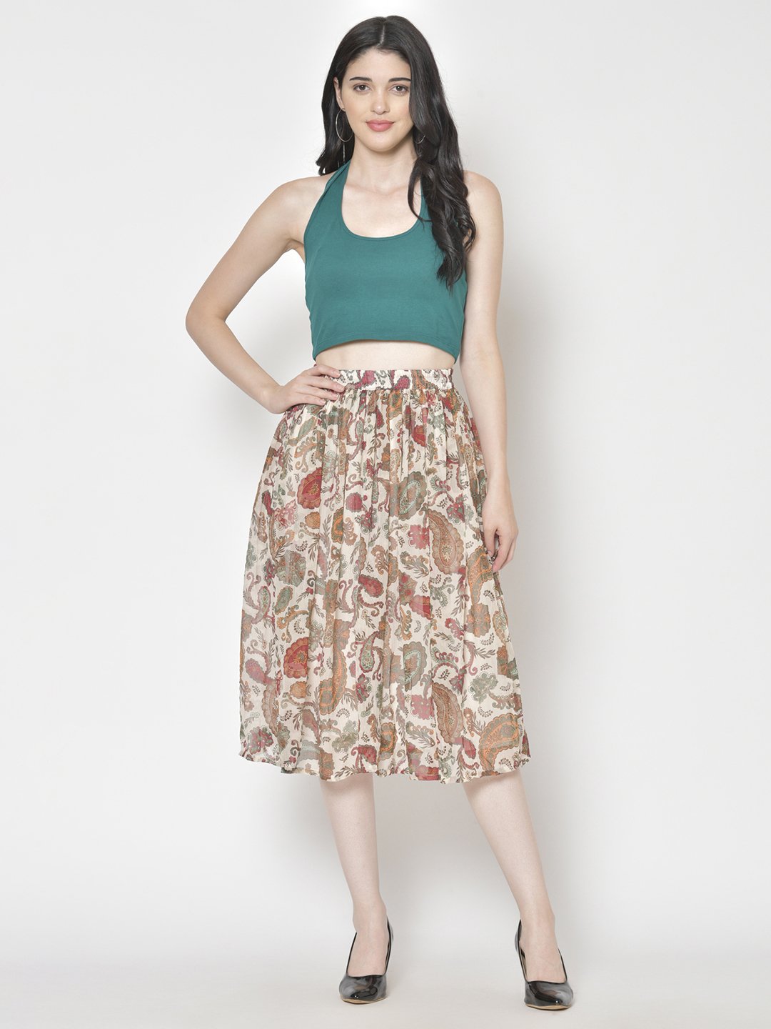 Printed Midi Skirt