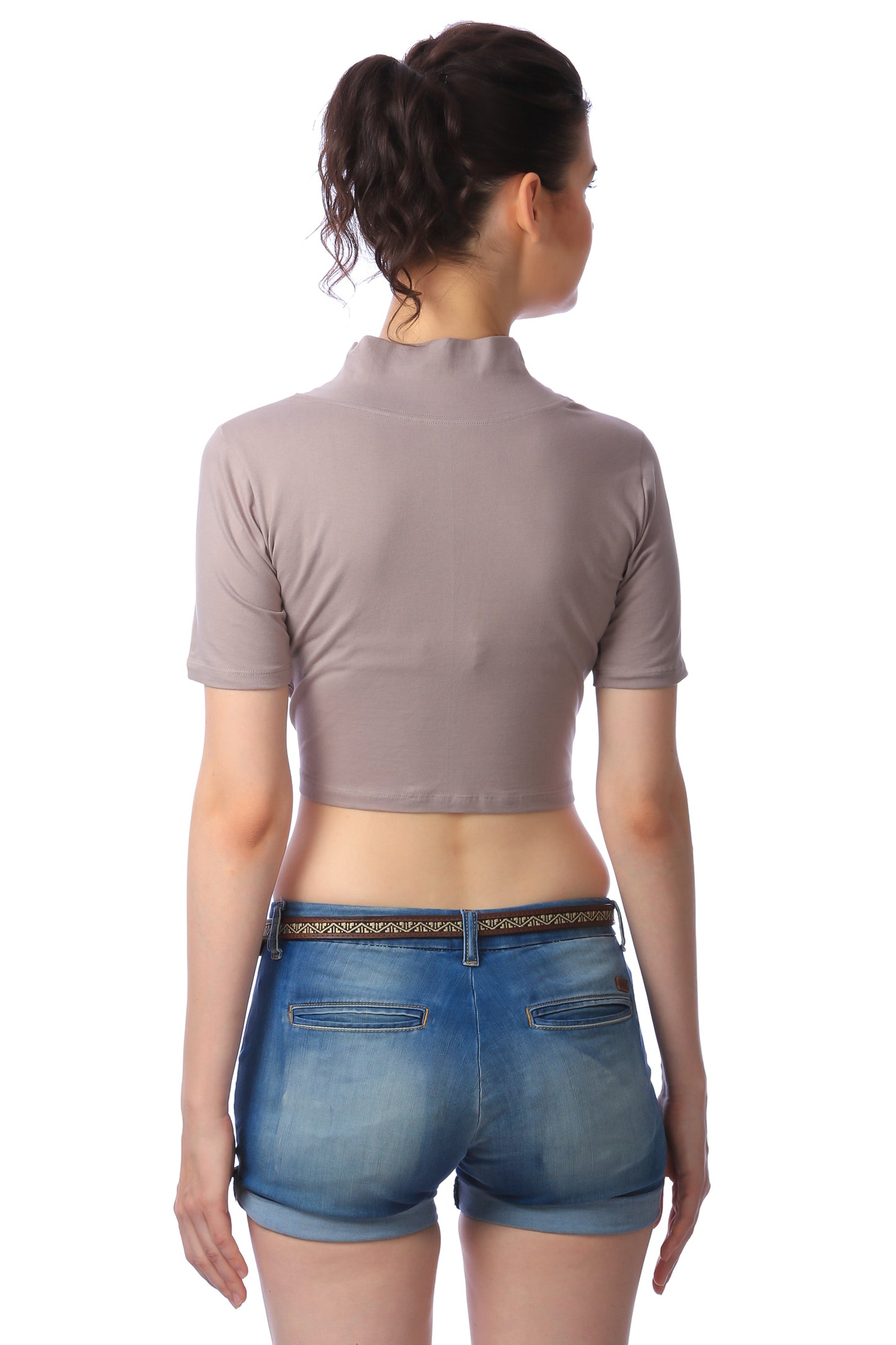Cation Beige Cotton Crop Top